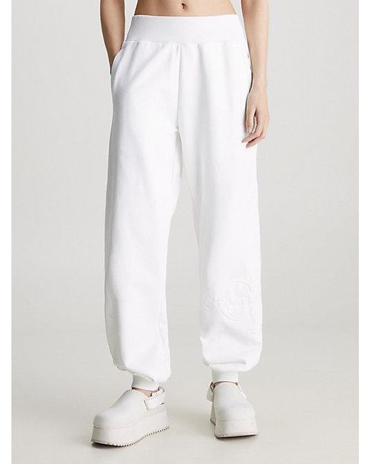 Pantalón de chándal holgado con monograma Calvin Klein de color White