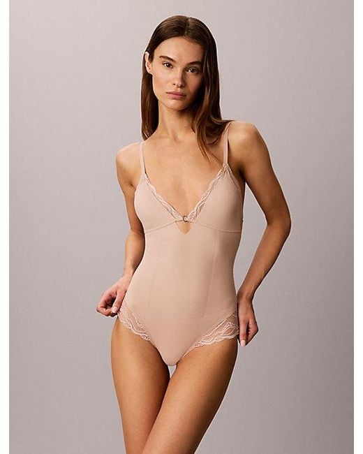 Calvin Klein Natural Shapewear Bodysuit Sensual Stretch Lace