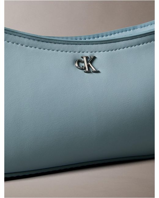 Calvin Klein Blue Monogram Logo Hardware Shoulder Bag