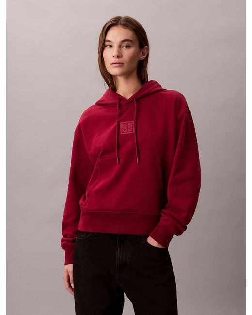 Sweat À Capuche En Éponge De Qualité Supérieure Calvin Klein en coloris Red