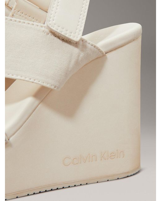 Calvin Klein Metallic Canvas Platform Wedge Sandals