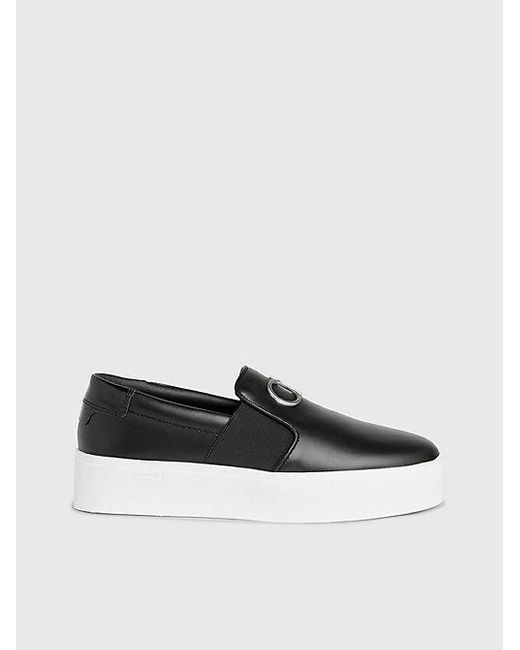 Zapatos slip-on de piel con plataforma Calvin Klein de color Black