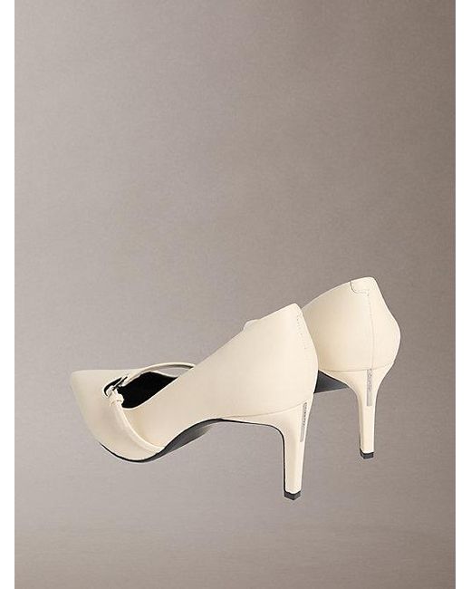 Calvin Klein Natural Peggy Leather Mary Jane Stiletto Pumps