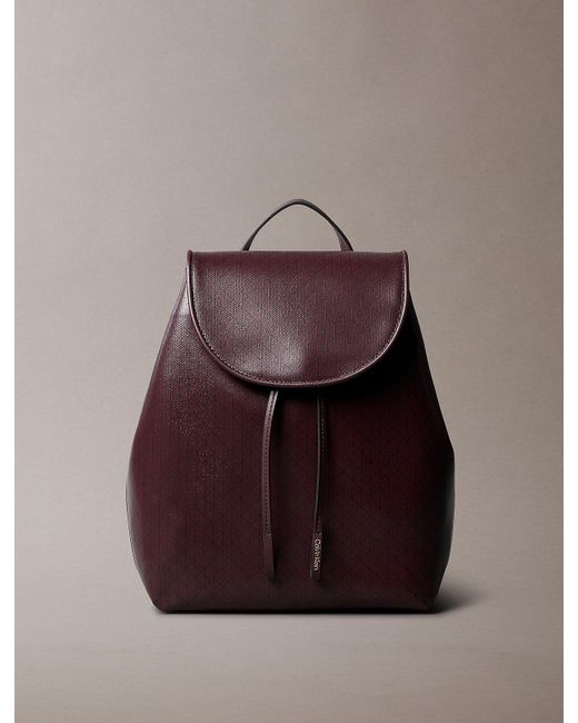 Calvin Klein Brown Allover Monogram Logo Backpack