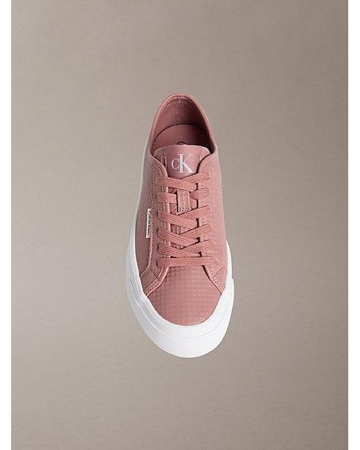Calvin Klein Pink Valentina Leather Platform Trainers