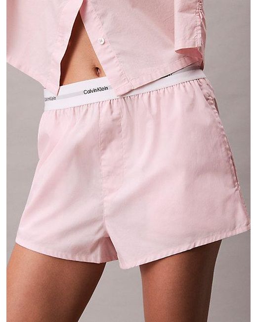 Calvin Klein Pink Cotton Poplin Pyjama Shorts