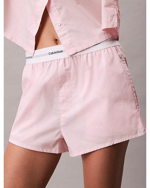 Calvin Klein Pink Pyjama-Shorts Aus Baumwoll-Popeline