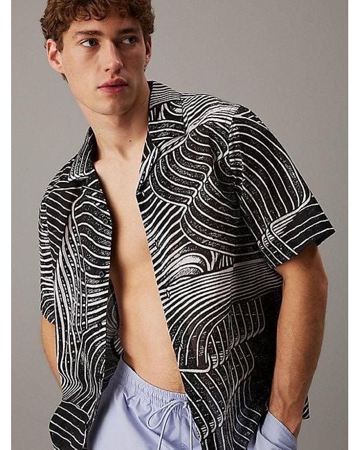 Calvin Klein Strandshirt Met All-Over Print in het Gray voor heren