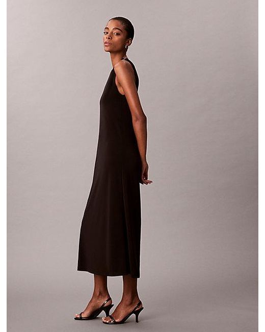 Calvin Klein Brown Refined Jersey Hardware Sleeveless Dress
