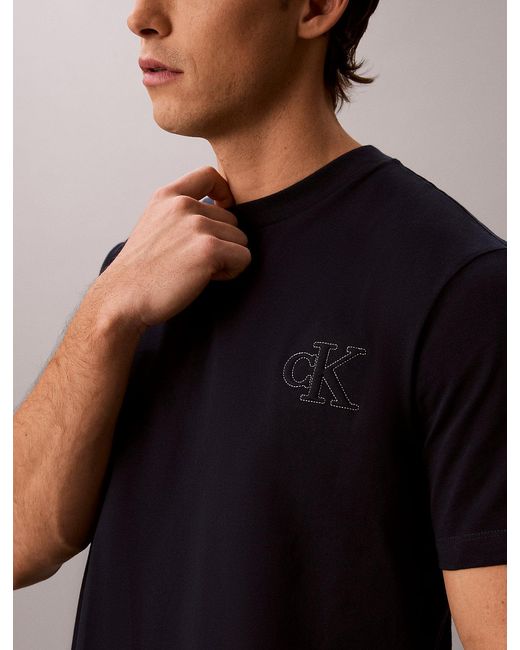 Calvin Klein Blue Relaxed Embossed Logo T-Shirt for men