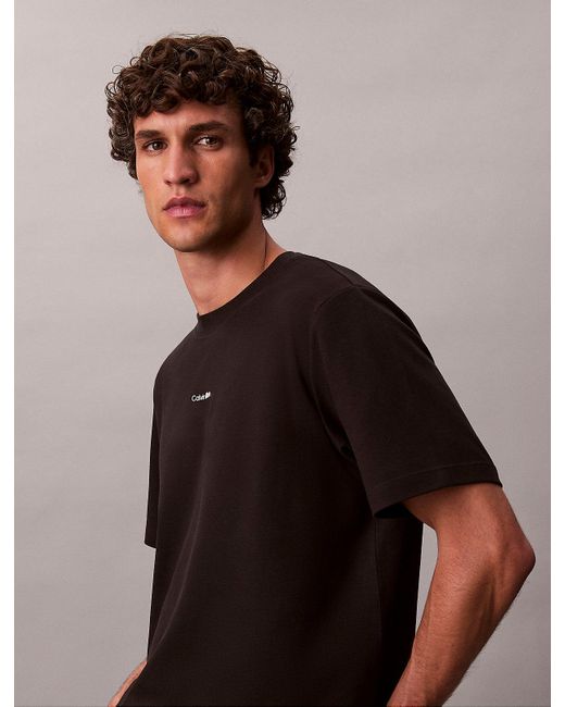 T-Shirt Relaxed En Piqué De Coton Calvin Klein pour homme en coloris Black