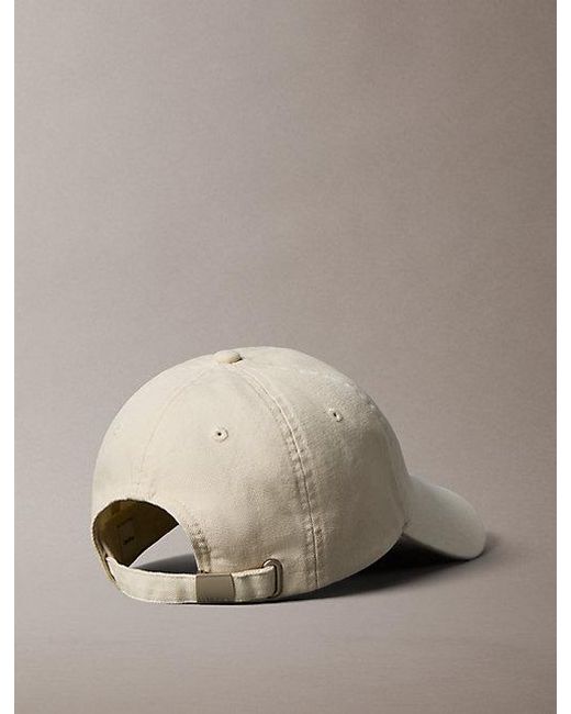 Calvin Klein Natural Washed Canvas Embroidered Logo Cap for men