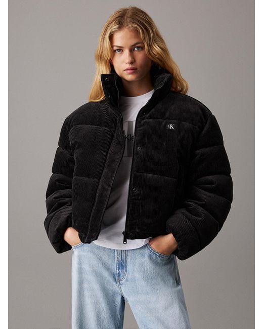 Calvin Klein Black Corduroy Puffer Jacket