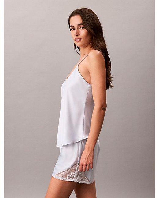 Calvin Klein Purple Satin And Lace Cami Pyjama Top