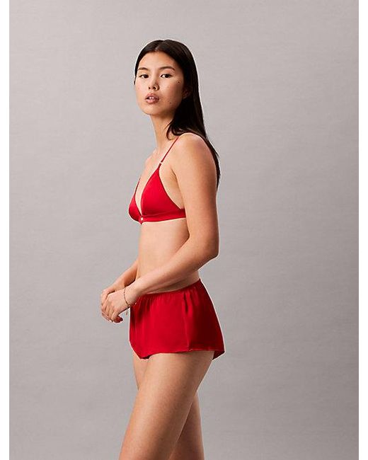 Calvin Klein Red Unlined Satin Triangle Bra Lunar New Year