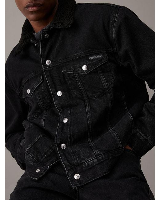 Veste En Jean Et Sherpa Calvin Klein pour homme en coloris Black