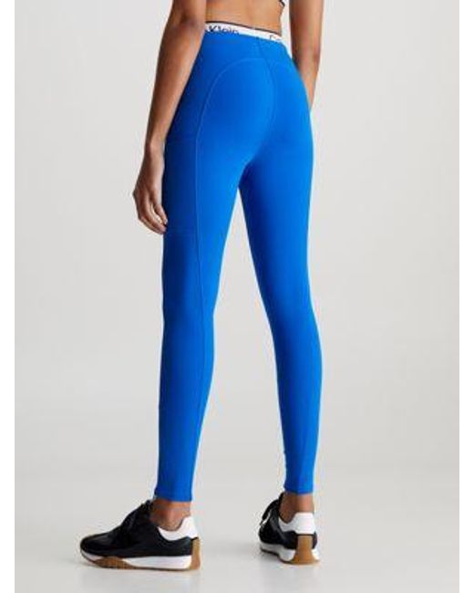 Leggings deportivos 7/8 con cinturilla doble Calvin Klein de color Blue