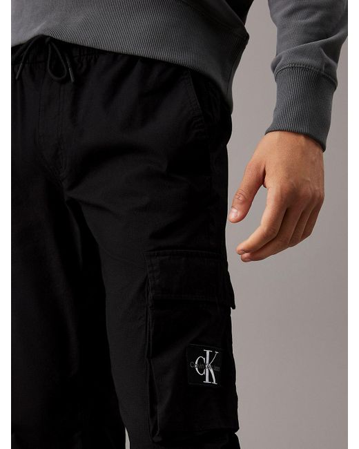 Calvin Klein Black Skinny Washed Cargo Pants for men