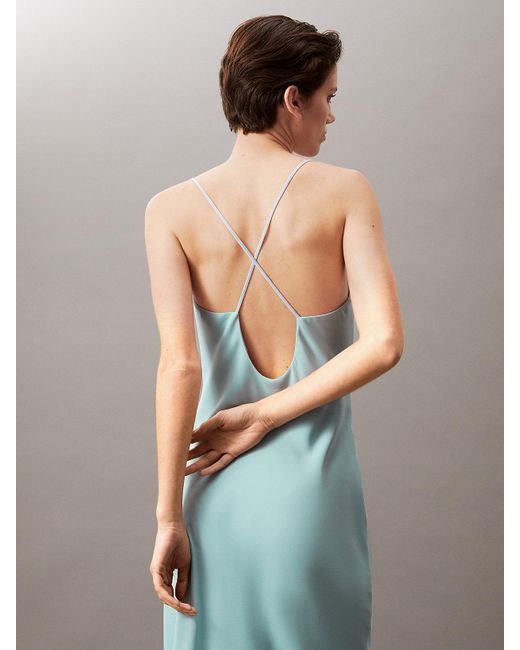 Calvin Klein Blue Soft Crepe Slip Dress