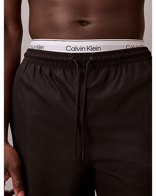 Calvin Klein Brown Medium Drawstring Swim Shorts Ck Essentials for men
