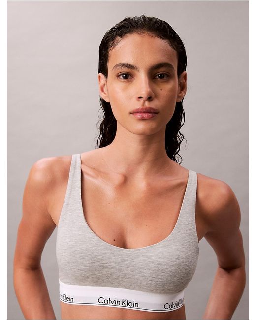 Calvin Klein Gray Lightly Lined Bralette Icon Cotton Modal