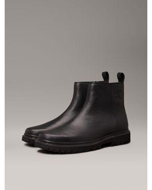 Botas de piel con cremallera Calvin Klein de hombre de color Black