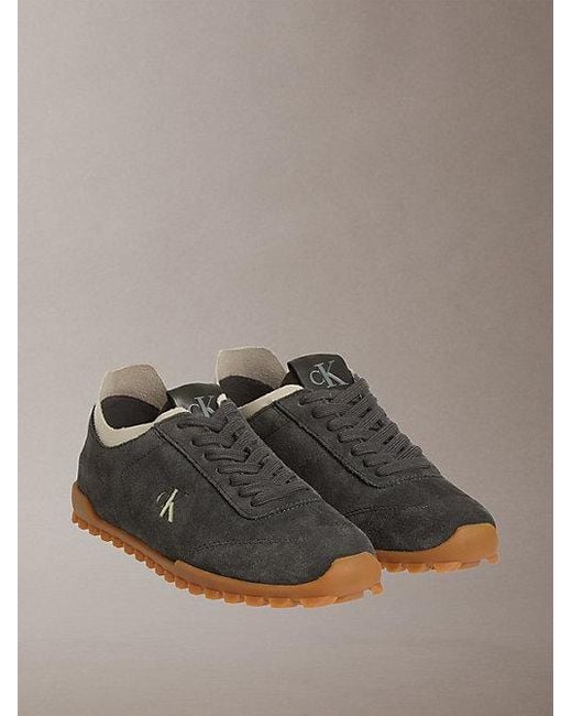 Calvin Klein Brown Suede Low Profile Runner Trainers