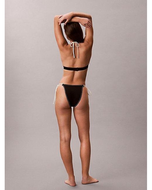 Calvin Klein Black Tie Side Bikini Bottoms Ck Monogram