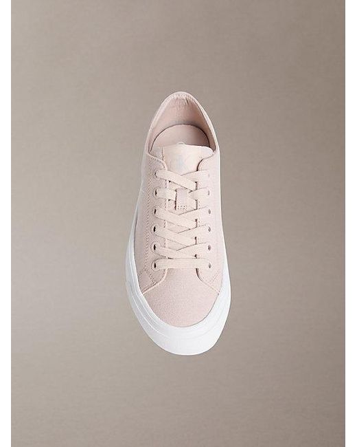Calvin Klein Natural Graz Canvas Platform Logo Trainers