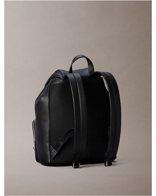 Calvin Klein Black Logo Strap Flap Backpack