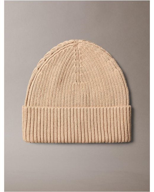 Calvin Klein Natural Logo Patch Rib Beanie