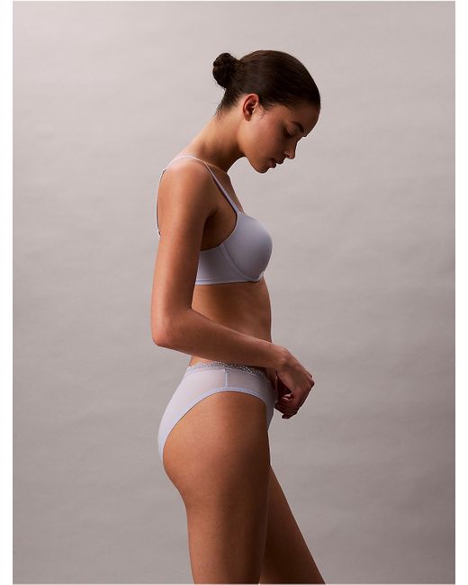 Calvin Klein Brown Microfiber Stretch With Lace Bikini