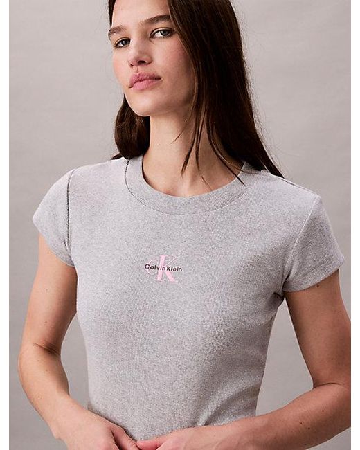 Calvin Klein Multicolor Jeans Slim Ribbed Cotton Logo T-Shirt
