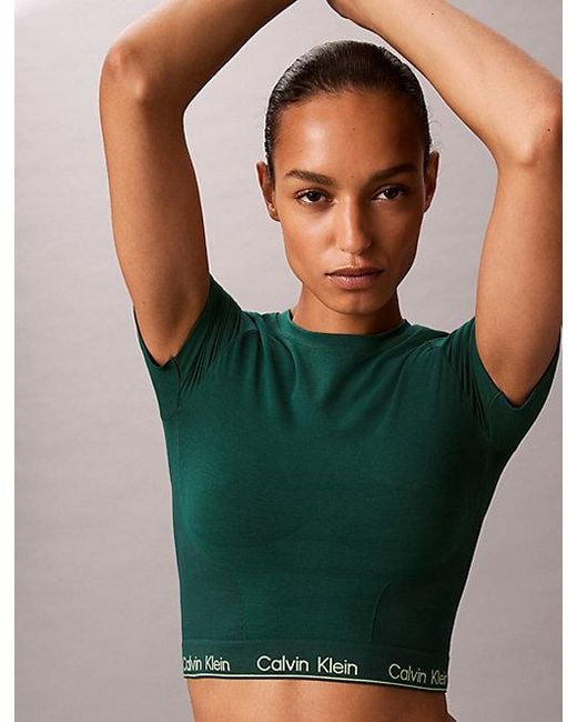 Calvin Klein Shapewear Top Met Korte Mouwen in het Green