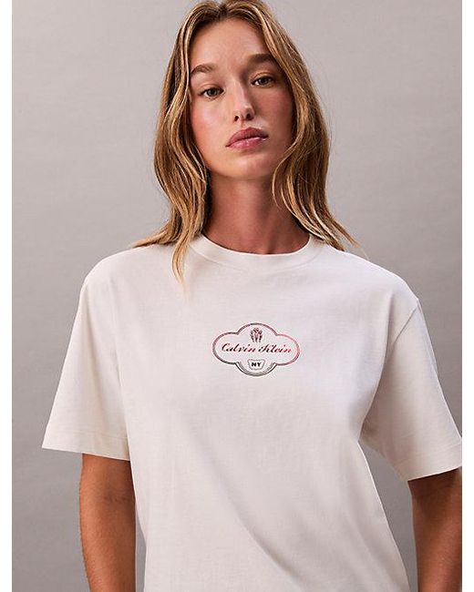 Calvin Klein Multicolor Jeans Cocktail Logo Graphic Boxy T-Shirt