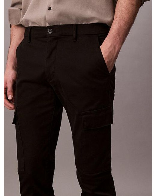 Calvin Klein Slim Stretch Cargobroek in het Black voor heren