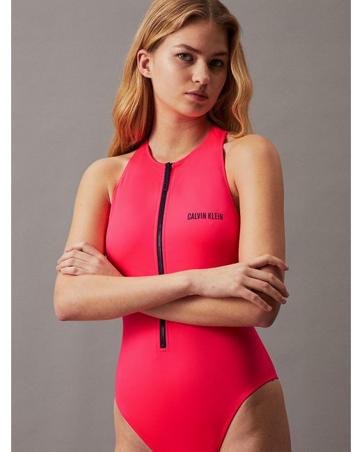 Calvin Klein Pink Racer Back Swimsuit - Intense Power