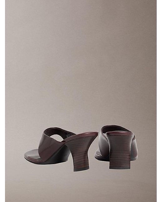 Calvin Klein Red Elisa Leather Kitten Heel Sandals