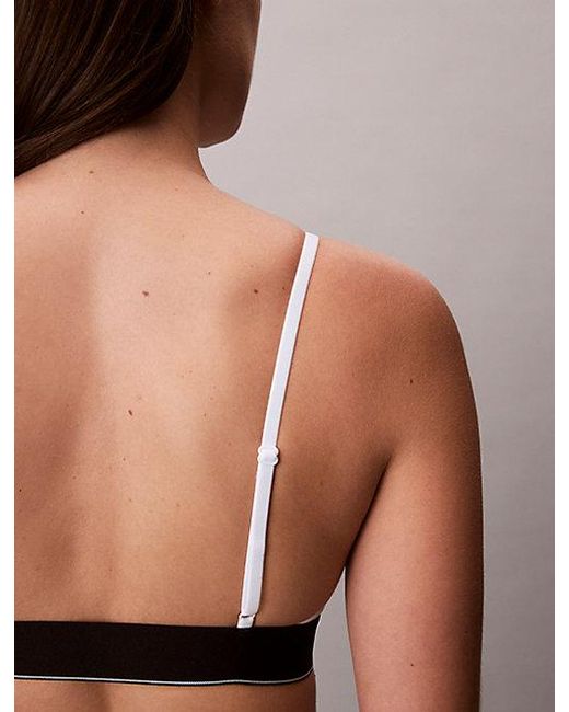 Calvin Klein White Unlined Bralette Graphic Monogram Microfibre Stretch