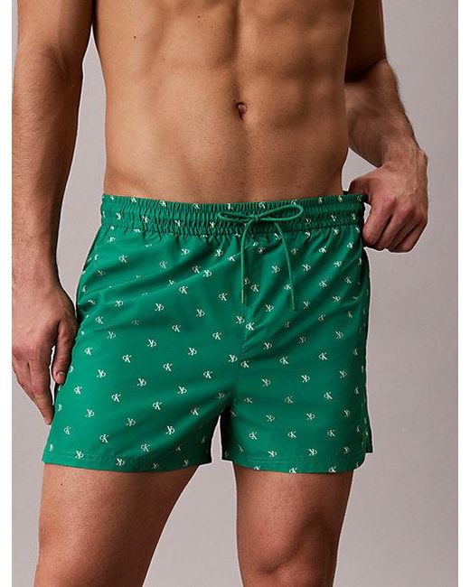 Calvin Klein Green Short Drawstring Swim Shorts Essentials for men