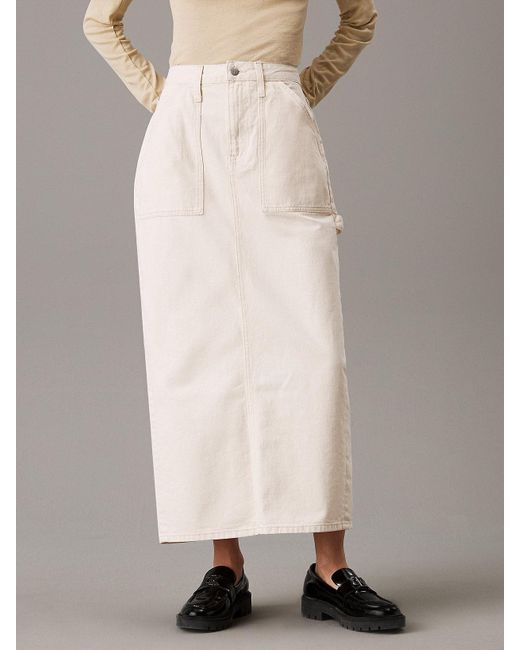 Calvin Klein Natural Denim Utility Maxi Skirt