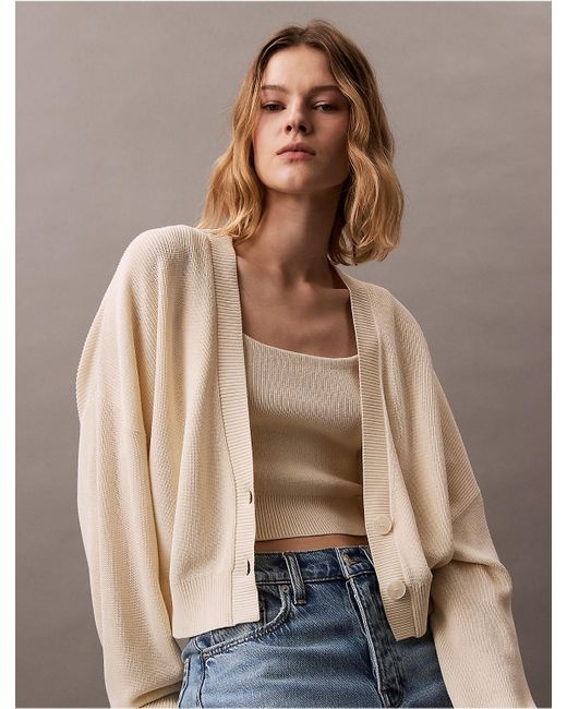 Calvin Klein Natural Calvin Klein 2-In-1 Cropped Cardigan And Tank Top Set