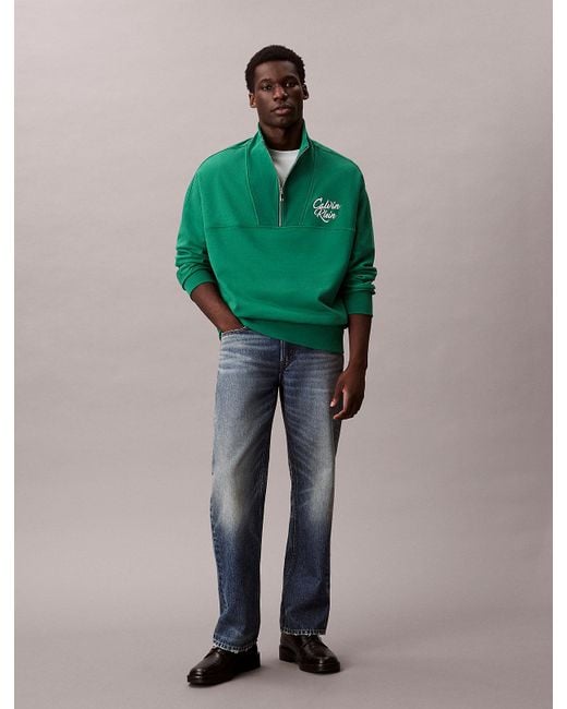 Sweat Relaxed En Polaire Haut De Gamme Avec Fermeture Éclair Partielle Calvin Klein pour homme en coloris Green