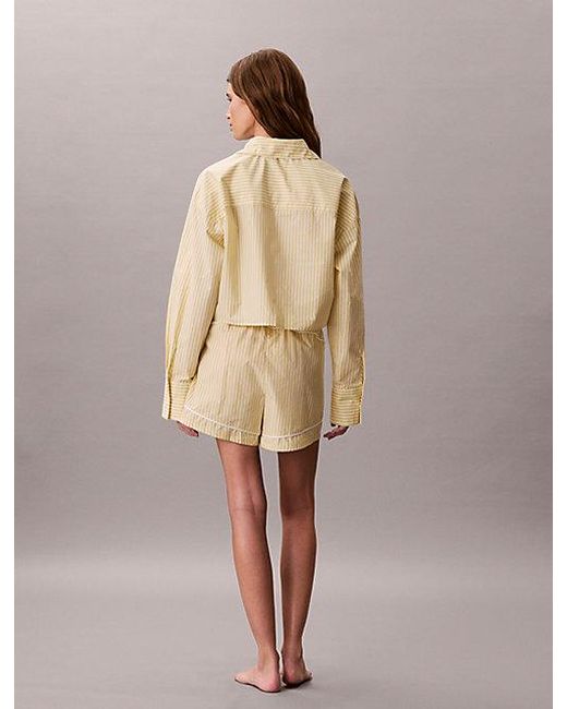 Calvin Klein Natural Cropped Pyjama Top Cotton Poplin