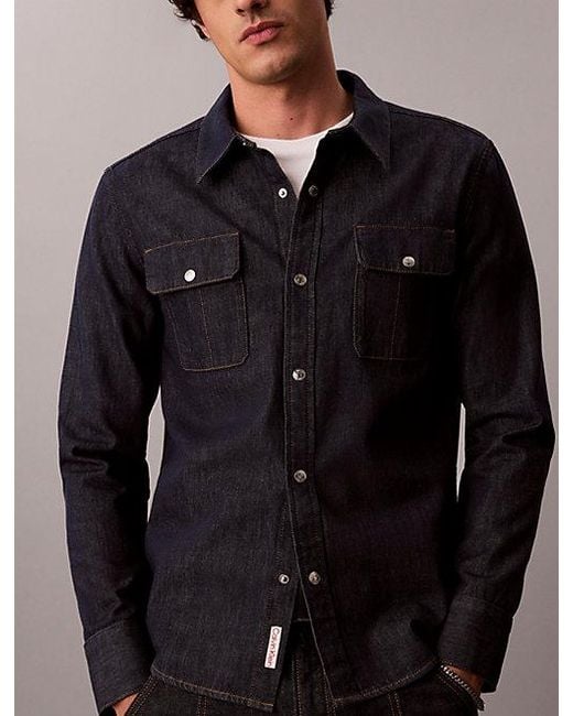 Calvin Klein Black Jeans Western Denim Shirt for men