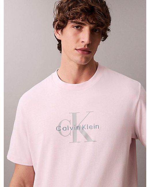 Calvin Klein Pink Jeans Monogram Logo T-Shirt for men