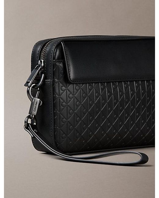 Calvin Klein Gray Allover Emblem Logo Pouch for men