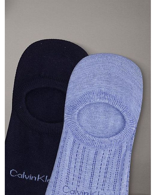 Calvin Klein Blue 2 Pack Soft Stripe Invisible Socks for men