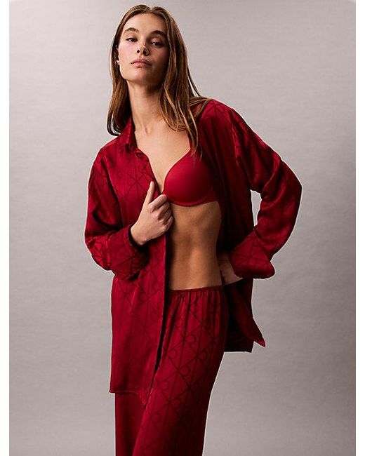 Calvin Klein Red Satin Sheen Print Pyjama Pants