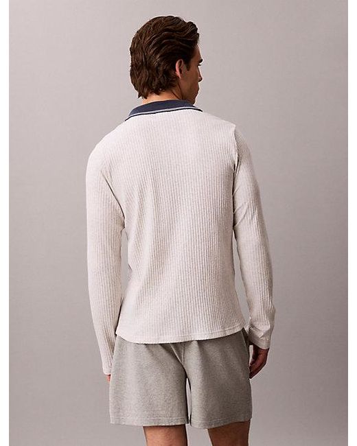 Calvin Klein Natural Rib Collared Pyjama Top Archive Logo for men